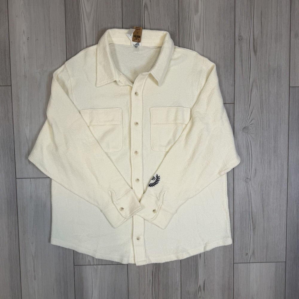 NWT Victoria's Secret‎ PINK Oversized Fleece Shacket Shirt Jacket Cream Large